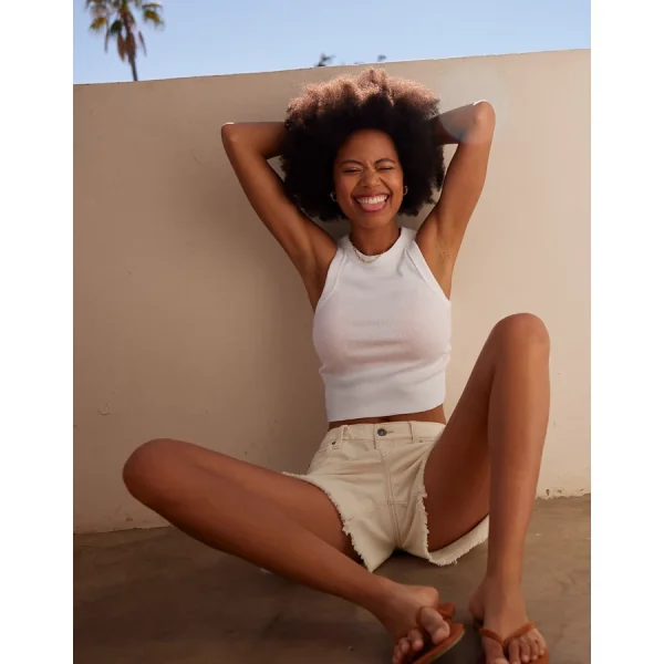 Aerie Free Spirit Ribbed Tank Top - White