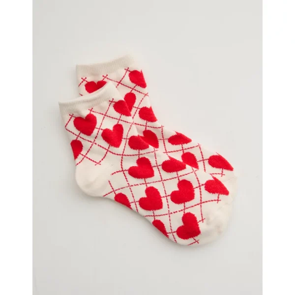 Aerie Fuzzy Quarter Socks - Bright Red