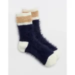Aerie Multi Fuzzy Crew Socks - Navy