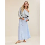 Aerie Satin Maxi Skirt - Eyelet Blue