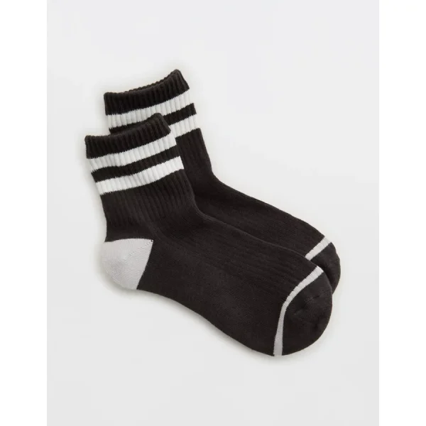 Aerie Striped Quarter Socks - Grey Shadow