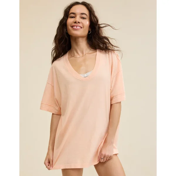 Aerie Voop Oversized Boyfriend T-Shirt - Peach
