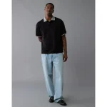 AE Boxy Stretch Pique Polo Shirt - Black