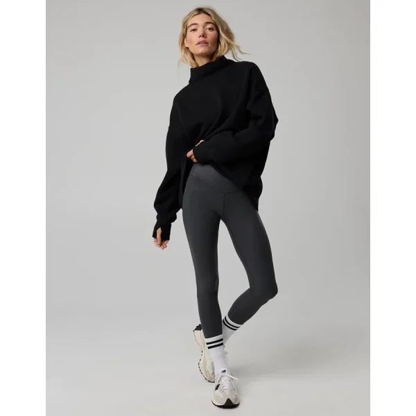 OFFLINE By Aerie Cloud Fleece Oversized Mockneck Sweatshirt - True Black