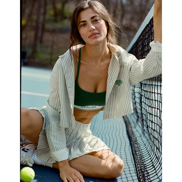 OFFLINE By Aerie Cropped Button Up Shirt - Soft Muslin