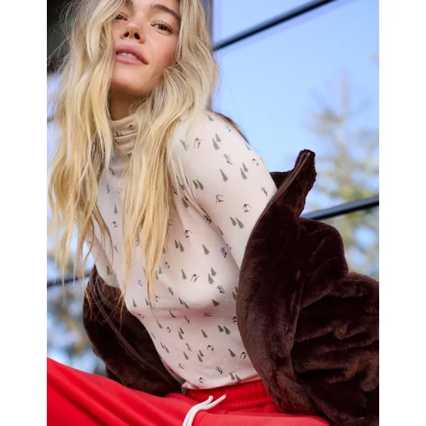 OFFLINE By Aerie Thumbs Up Long Sleeve Turtleneck Shirt - Natural