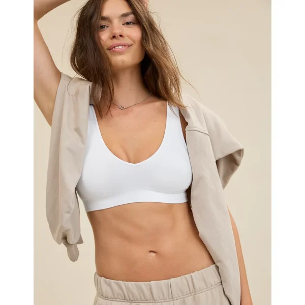 Superchill Cotton Seamless Plunge Bralette - White