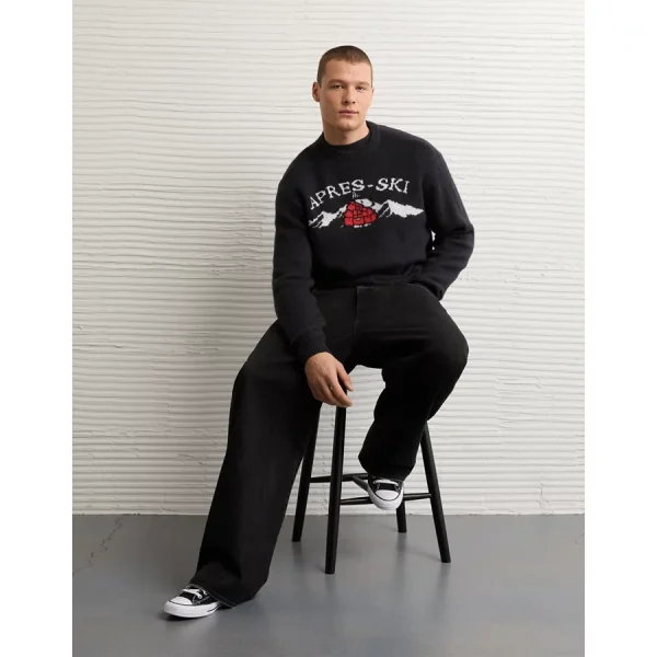 AE Cozy Cabin Snoopy Sweater - Charcoal