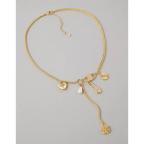 AE Drop Pendant Charm Necklace - Gold