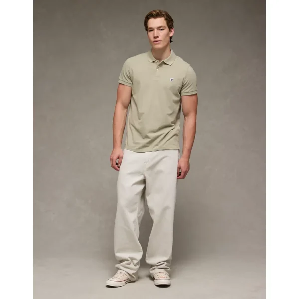 AE Lived-In Slim Fit Pique Polo Shirt - Olive