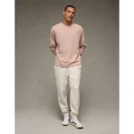 AE Long-Sleeve Boxy Sueded Jersey T-Shirt - Pink