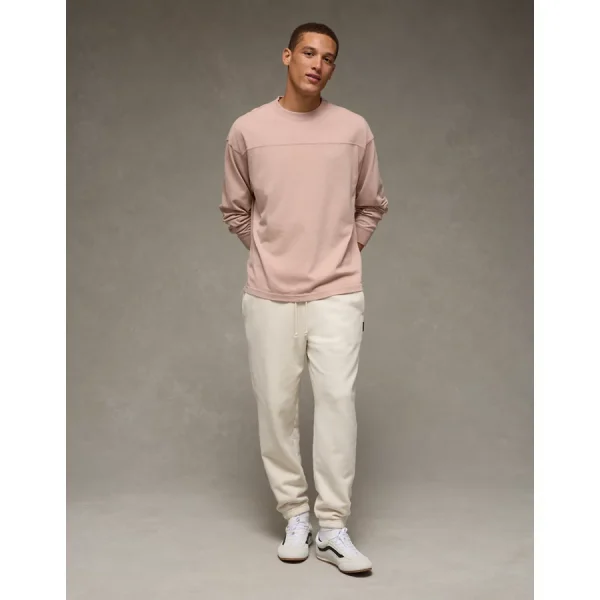AE Long-Sleeve Boxy Sueded Jersey T-Shirt - Pink