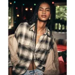 AE Plaid Button-Up Shirt - Grey