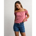 AE Sunchaser Knit Off The Shoulder Swing Top - Blush