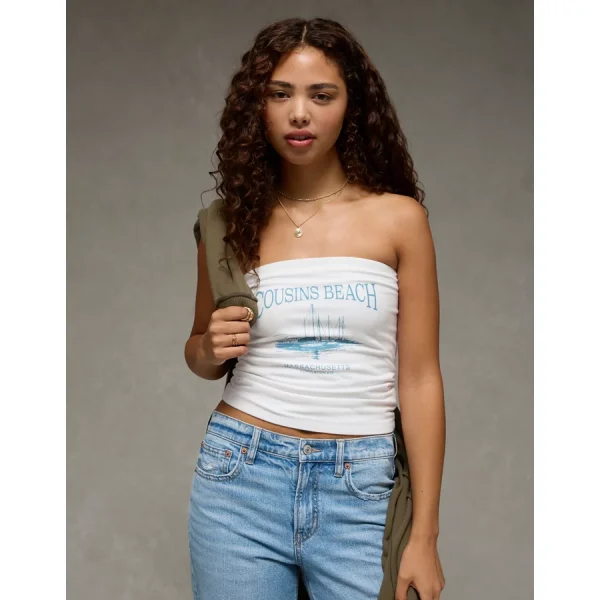 AE x The Summer I Turned Pretty Graphic Tube Top - White