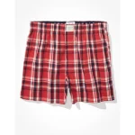AEO Men's Plaid Stretch Boxer Short - Red