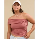 Aerie Chill Up Off The Shoulder Top - Lets Mauve