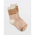 Aerie Crew Fairisle Socks - Nude