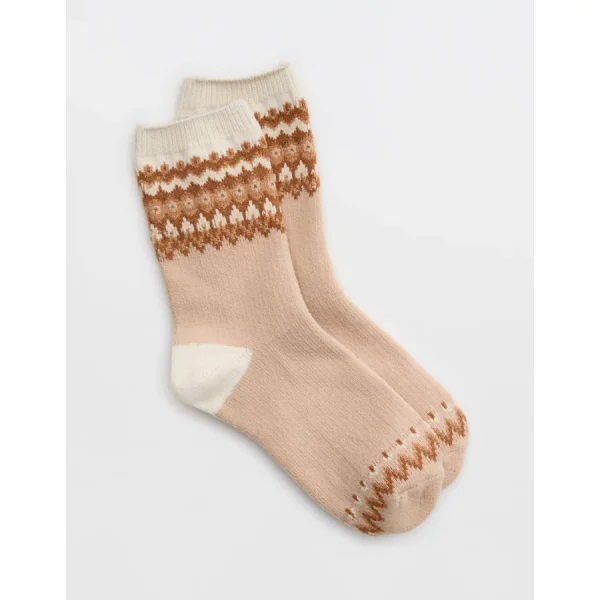Aerie Crew Fairisle Socks - Nude