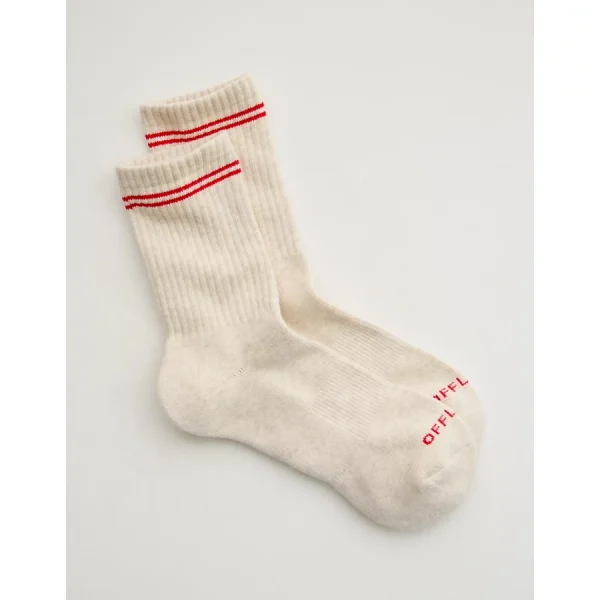 OFFLINE By Aerie Crew Socks - Bright Red