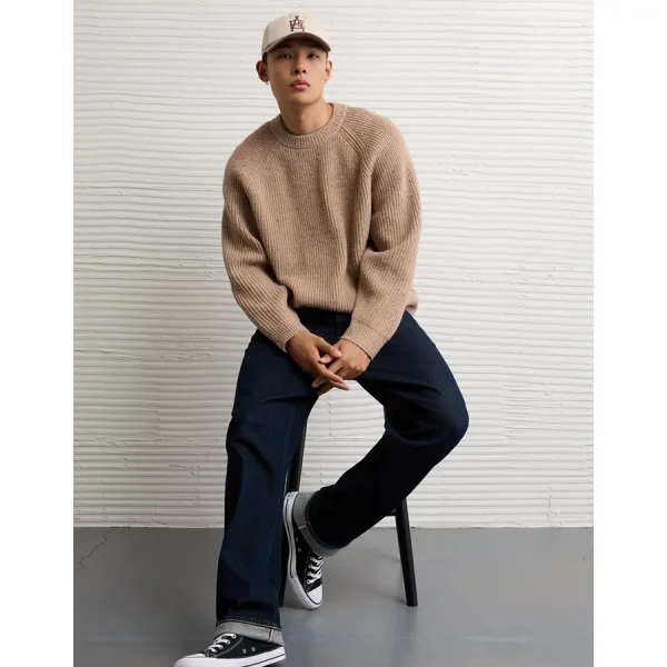 AE Cozy Cabin Crew Neck Sweater - Khaki