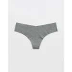 Superchill No Show Cotton Thong Underwear - Dark Heather Gray
