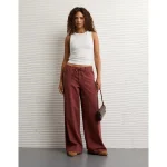 AE Dreamy Drape Stretch Low-Rise Ultra Wide-Leg Pant - Dark Rust