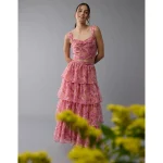 AE Floral Organza Maxi Skirt Set - Pink