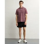 AE 24/7 Club Logo Striped Polo Shirt - Red