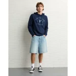 AE Lightweight Icon Logo Graphic Hoodie T-Shirt - Rich Navy