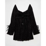 AE Long Sleeve Babydoll Mini Dress - Black