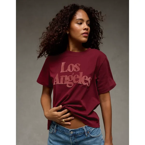 AE Los Angeles Velvet Graphic T-Shirt - Faded Raisin