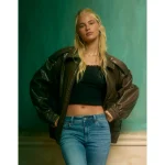 AE Oversized Vegan Leather Bomber Jacket - Brown