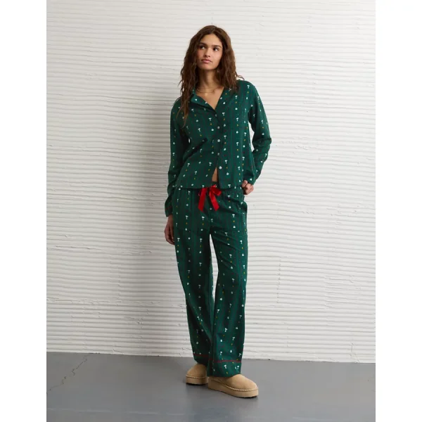 AE Snoopy Flannel PJ Set - Deep Forest