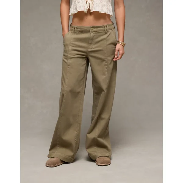 AE Stretch Mid-Rise Ultra Wide-Leg Convertible Trouser - Camo Green