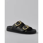 AE Studded Double Buckle Sandal - Black