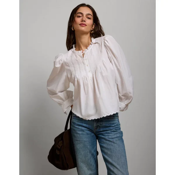 AE77 Premium Ruffled Shirt - White