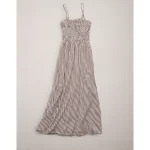 AE77 Premium Smocked Maxi Dress - Brown