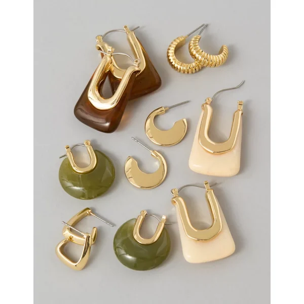 AEO Enamel Hoop Earrings 6-Pack - Multi