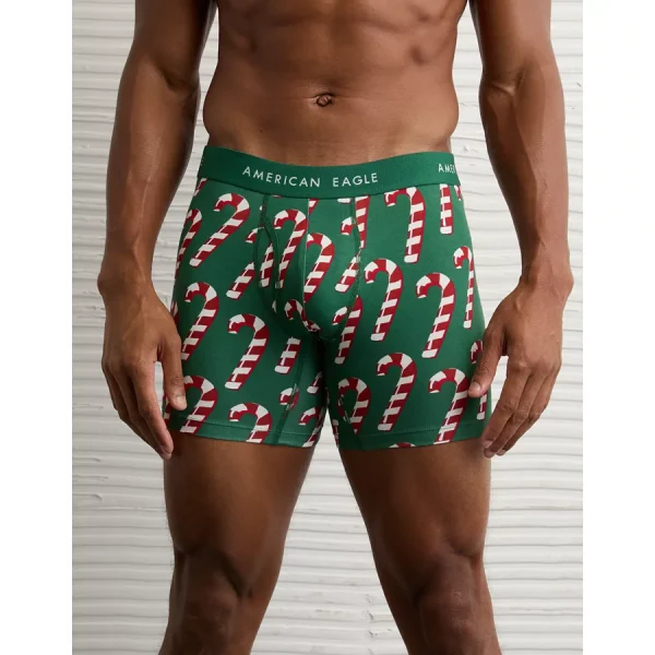 AEO Men's Candy Cane 6" Classic Boxer Brief - Green
