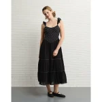 AE Bella Flutter Sleeve Midi Dress - Black