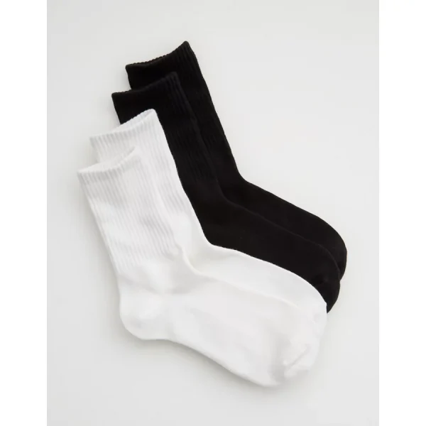 Aerie Crew Sock 2-Pack - True Black
