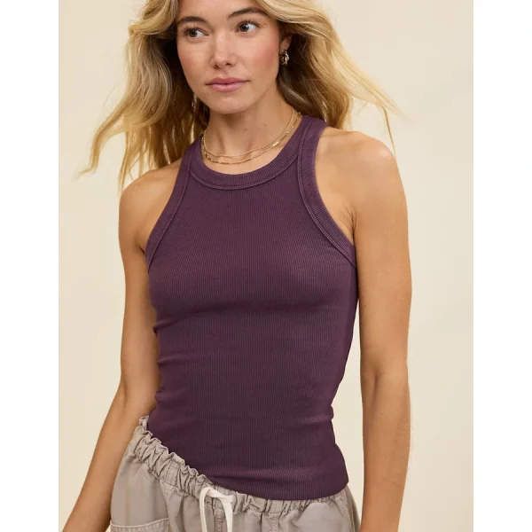Aerie High Neck Tuckable Tank Top - Deep Plum