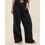 Aerie Off-Duty Poplin Trouser PJ - True Black