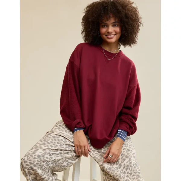 Aerie Très Chic Chenille Sweatshirt - Deep Cherry