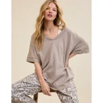 Aerie Voop Oversized Boyfriend T-Shirt - Heathered Taupe