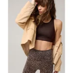 OFFLINE By Aerie Goals Gloss High Neck Sports Bra - Deep Earth