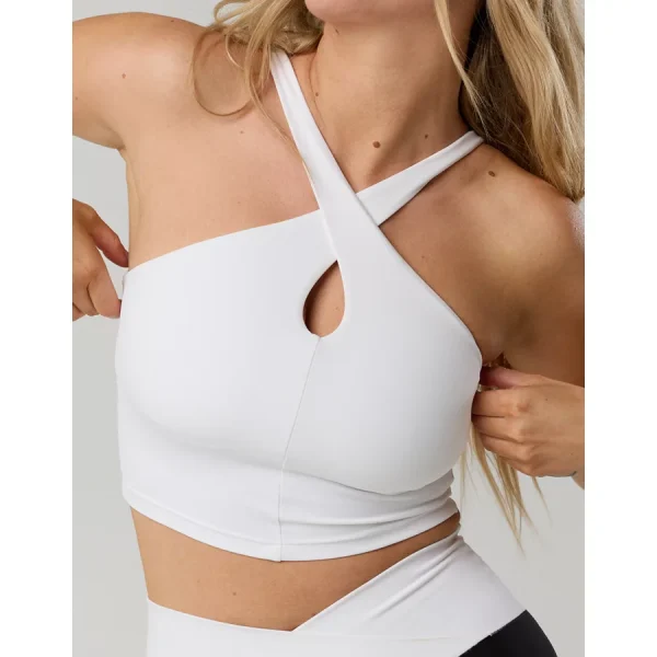OFFLINE By Aerie Real Me XTRA Criss Cross High Neck Sports Bra - White