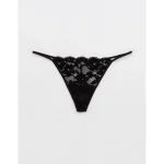 Show Off Chenille String Thong Underwear - True Black