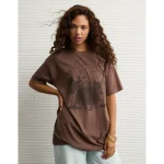 AE Oversized Halloween Graphic T-Shirt - Brown